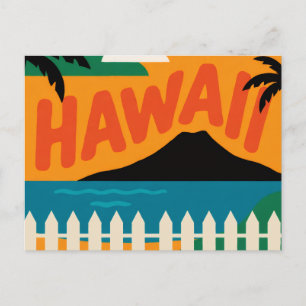 Vintage Retro Hawaïaanse Eilanden Reisillustratie Briefkaart