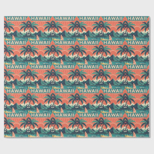 Vintage Retro Hawaïaanse Eilanden Reisillustratie Cadeaupapier