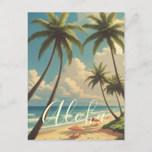 Vintage Retro Hawaïaanse Eilanden Reisillustratie Feestdagenkaart