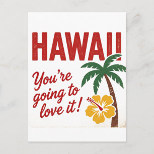 Vintage Retro Hawaïaanse Eilanden Reisillustratie Feestdagenkaart