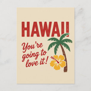 Vintage Retro Hawaïaanse Eilanden Reisillustratie Feestdagenkaart