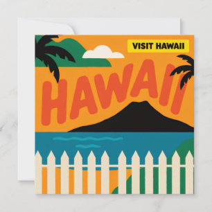Vintage Retro Hawaïaanse Eilanden Reisillustratie Feestdagenkaart