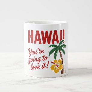 Vintage Retro Hawaïaanse Eilanden Reisillustratie Grote Koffiekop
