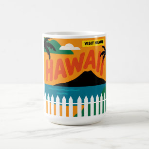 Vintage Retro Hawaïaanse Eilanden Reisillustratie Koffiemok