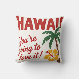 Vintage Retro Hawaïaanse Eilanden Reisillustratie Kussen