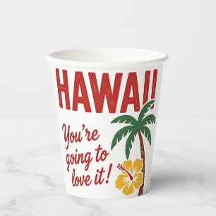Vintage Retro Hawaïaanse Eilanden Reisillustratie Papieren Bekers