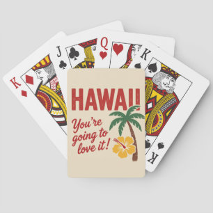 Vintage Retro Hawaïaanse Eilanden Reisillustratie Pokerkaarten