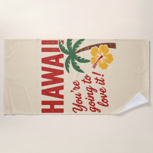 Vintage Retro Hawaïaanse Eilanden Reisillustratie Strandlaken