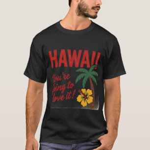 Vintage Retro Hawaïaanse Eilanden Reisillustratie T-shirt
