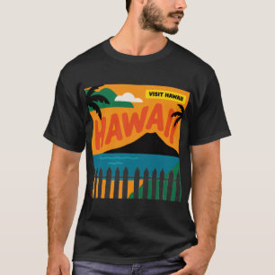 Vintage Retro Hawaïaanse Eilanden Reisillustratie T-shirt