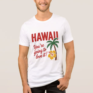 Vintage Retro Hawaïaanse Eilanden Reisillustratie Tri-Blend Shirt