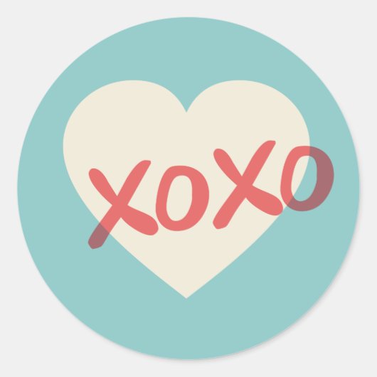 Vintage Retro Heart XOXO Valentijnsdag Sticker (Voorkant)
