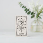 Vintage Retro Hemel Tarot Bloemist QR Code Visitekaartje (Staand voorkant)