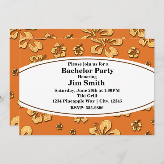 Vintage Retro Hibiscus Tropisch Strand Uitnodiging (Voorkant / Achterkant)