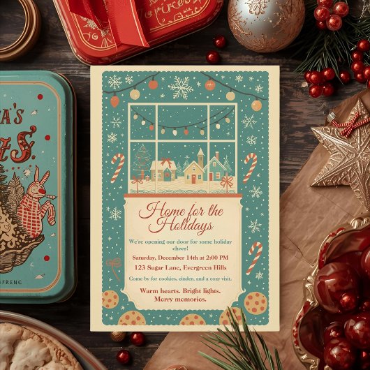 Vintage Retro Home for the Holidays Kaart