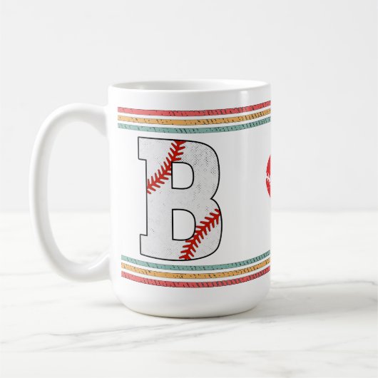 Vintage Retro Honkbal Letter B Kunstwerk Koffiemok (Links)