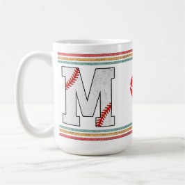 Vintage Retro Honkbal Letter M Typografie Koffiemok