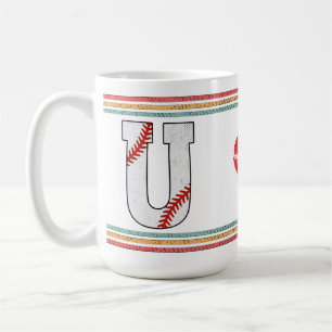 Vintage Retro Honkbal Letter U Kunstwerk Koffiemok