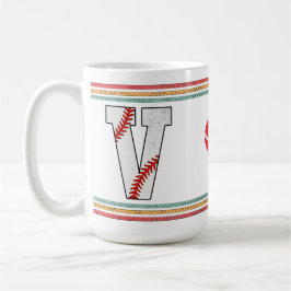 Vintage Retro Honkbal Letter V Ontwerp Koffiemok