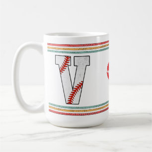 Vintage Retro Honkbal Letter V Ontwerp Koffiemok
