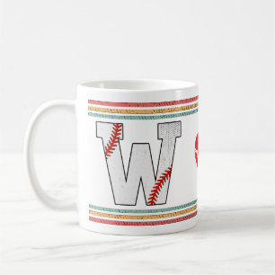 Vintage Retro Honkbal Letter W Typografie Koffiemok