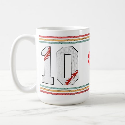 Vintage Retro Honkbal Nummer 10 Ontwerp Koffiemok (Links)