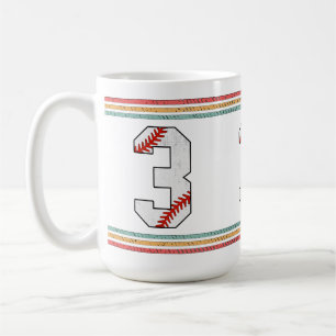 Vintage Retro Honkbal Nummer 3 Typografie Koffiemok