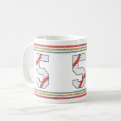 Vintage Retro Honkbal Nummer 5 Vervuild Koffiemok (Voorkant links)