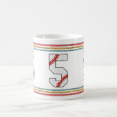 Vintage Retro Honkbal Nummer 5 Vervuild Koffiemok (Center)
