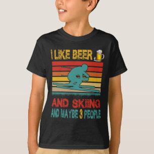 Vintage Retro Ik Hou Van Bier En Skiën En Misschie T-shirt
