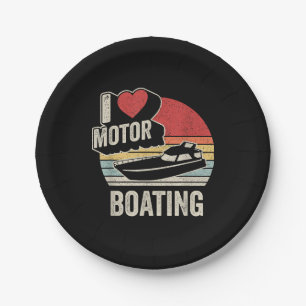 Vintage Retro Ik Hou Van Motorbootvaren Grappige B Papieren Bordje