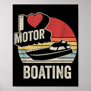 Vintage Retro Ik Hou Van Motorbootvaren Grappige B Poster