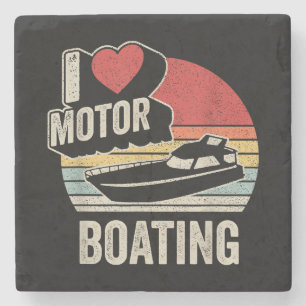 Vintage Retro Ik Hou Van Motorbootvaren Grappige B Stenen Onderzetter