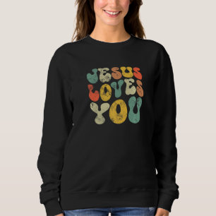 Vintage Retro Jezus Houdt Van Jou Christelijke man Trui