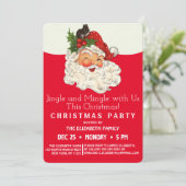 Vintage Retro Jolly Santa Claus Christmas Party Kaart (Staand voorkant)
