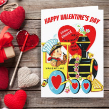 Vintage Retro Jongen op Trein Custom Valentijnsdag