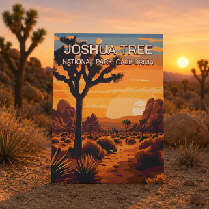 Vintage Retro Joshua Tree Nationaal Park Californi Briefkaart