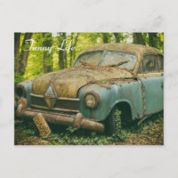 Vintage Retro Junkyard Sshit Rust Car Briefkaart