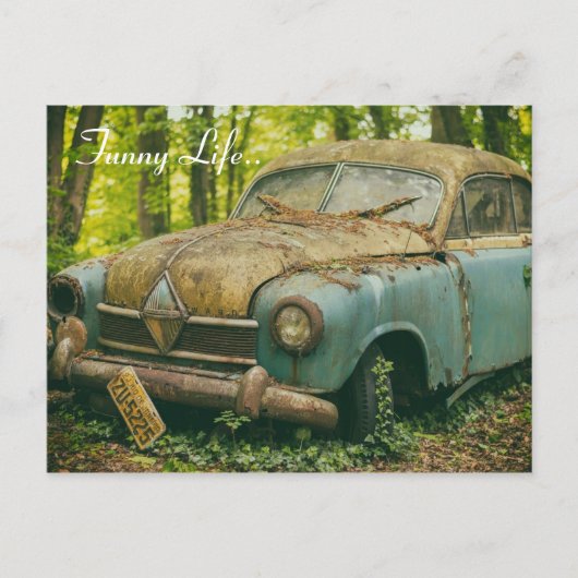 Vintage Retro Junkyard Sshit Rust Car Briefkaart (Voorkant)