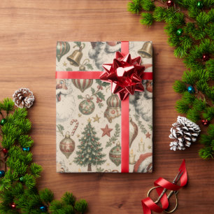 Vintage Retro Kerst Inpakpapier