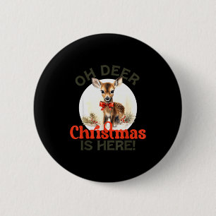 Vintage Retro Kerst Reindeer Oh Hert Kerstmis Ronde Button 5,7 Cm