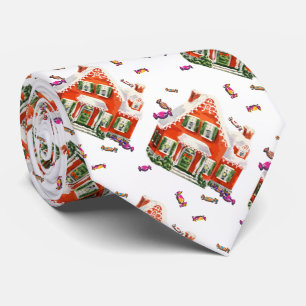 vintage retro kerst snoep kersthuis stropdas
