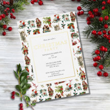 Vintage Retro Kerstfeest Goud