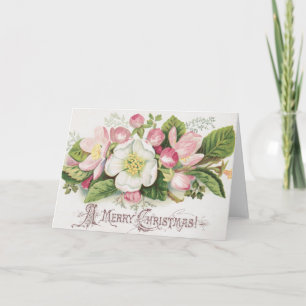 Vintage Retro Kerstkaart, Appelbloesem Kaart