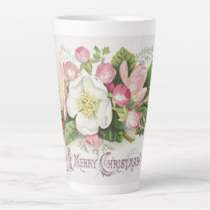Vintage Retro Kerstkaart, Appelbloesem Latte Mok