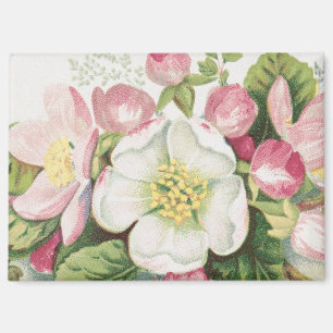 Vintage Retro Kerstkaart, Appelbloesem Magneet