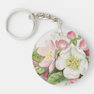 Vintage Retro Kerstkaart, Appelbloesem Sleutelhanger