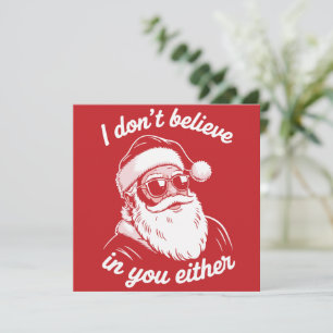 Vintage Retro Kerstman Ik geloof ook niet in jou  Feestdagenkaart