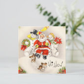 Vintage Retro Kerstman Sneeuwman Cute Puppies (Staand voorkant)