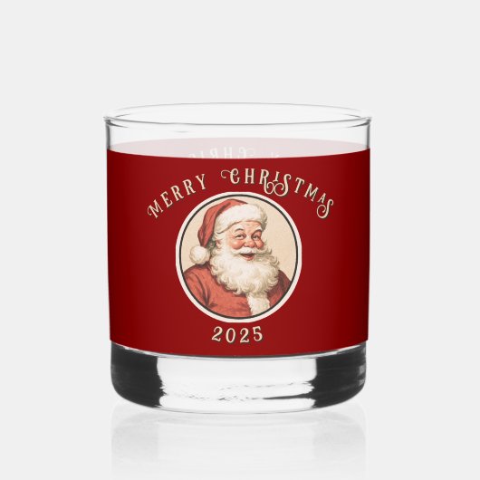 Vintage Retro Kerstman Whisky Glas (Voorkant)